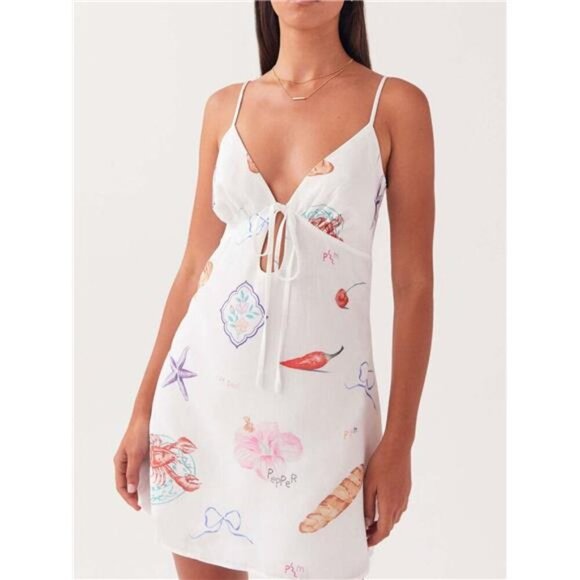 Tie-Front Mini Cami Dress - Picture 1 of 12